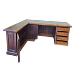 Heritage Solid Wood L-Shape Executive Desk with Leather Top