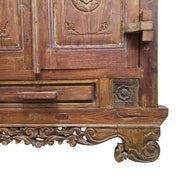 Imposing Indian Style Hand Carved Two Door Solid Wood Cabinet