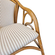 Charming Curved Rattan Striped Fabric Upholstered Armchair