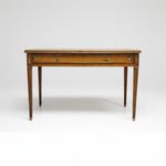 Elegant Neoclassical Style Wooden Desk with Silver Accents