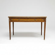 Elegant Neoclassical Style Wooden Desk with Silver Accents