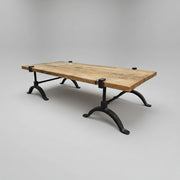 Rustic Industrial Reclaimed Wood Coffee Table with Cast Iron Legs