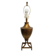 Stately Antique Gold Gilded Urn Table Lamp with Bell Shade