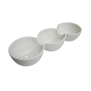 Modern White Ceramic Three-Section Snack Serving Dish