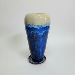 Cobalt Blue Drip Glaze Ceramic Floor Vase