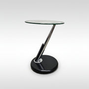 Futuristic Chrome and Glass Z Shape Minimalist Side Table