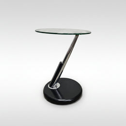 Futuristic Chrome and Glass Z Shape Minimalist Side Table