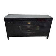 Vintage-Inspired Black Lacquer Sideboard with Brass Accents