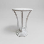 Curved Pedestal White Round Accent Table