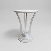 Curved Pedestal White Round Accent Table