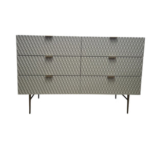 White Geometric Textured Chest of Drawers
