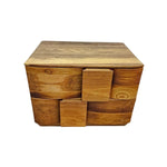 Sculptural Geometric Solid Wood Multi-Level Two-Drawer Nightstand