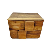 Sculptural Geometric Solid Wood Multi-Level Two-Drawer Nightstand