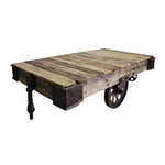 Industrial Reclaimed Timber Factory Cart Coffee Table by KARE