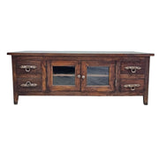Elegant Marina Homes Wooden Media Console with Glass Doors