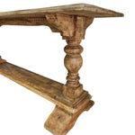 Rustic Solid Wood Trestle Console Table with Turned Legs
