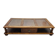 Heritage Solid Wood Multi Panel Low Profile Coffee Table with Drawer