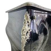 Stately Louis XV Style Black Lacquer and Ornate Silver Commode