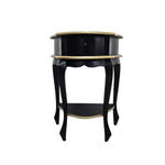 Elegant French Provincial Black & Gold Kidney Side Table