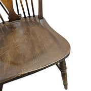 Antique English 19th Century Windsor Wheelback Solid Wood Dining Chair
