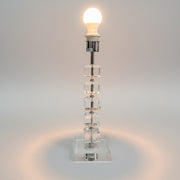 Stacked Crystal Block Geometric Column Table Lamp Base