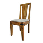 Handcrafted Solid Teak Wood Dining Chair with Iron Brackets