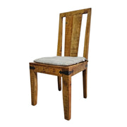 Handcrafted Solid Teak Wood Dining Chair with Iron Brackets