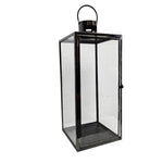 Stately Black Metal Architectural Hurricane Candle Lantern