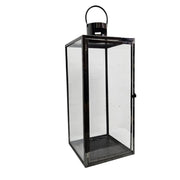 Stately Black Metal Architectural Hurricane Candle Lantern