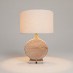 Sculptural Travertine Marble Oval Table Lamp