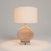Sculptural Travertine Marble Oval Table Lamp