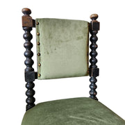 19th-Century French-Inspired Velvet Spool Accent Chair