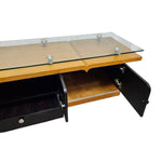 Streamlined Floating Glass Top Oak and Matte Black Media Console