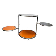 Funky Space Age Chrome and Orange Tiered Swivel Side Table
