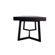 Modern Black Wood Desk with Geometric Base and Two Drawers