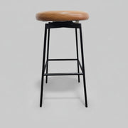 Pottery Barn Maison Leather Backless Swivel Stool