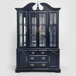 Vintage Style Classic Black Wooden Display Cabinet and Hutch