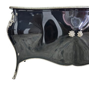 Stately Louis XV Style Black Lacquer and Ornate Silver Commode