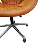 Aviator Mid-Century Tan Leather Swivel Desk Chair