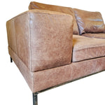 THE One Vintage Style Distressed Brown Leather Boxy Chesterfield Sofa