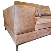 THE One Vintage Style Distressed Brown Leather Boxy Chesterfield Sofa