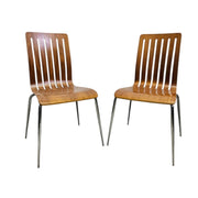Lucca Contemporary Zebrano Veneer Slatted Dining Side Chair