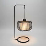 Pottery Barn Industrial Black Metal Wire Cage Hanging Table Lamp