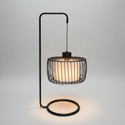 Pottery Barn Industrial Black Metal Wire Cage Hanging Table Lamp