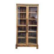 Rustic Reclaimed Timber Glass Two-Door Display Cabinet