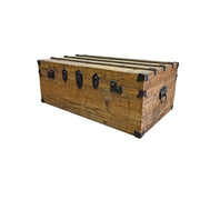 Rustic Style Natural Timber Cleated Top Steamer Trunk