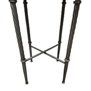 Neoclassical Style Faux Marble and Twisted Metal Round Side Table