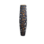 Sculptural Organic Laser-Cut Black Metal Cylinder Floor Lamp