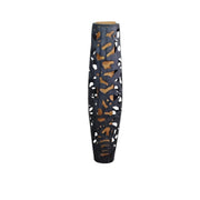 Sculptural Organic Laser-Cut Black Metal Cylinder Floor Lamp
