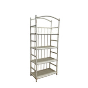 Vintage-Inspired White Bamboo 4-Tier Arched Bookshelf